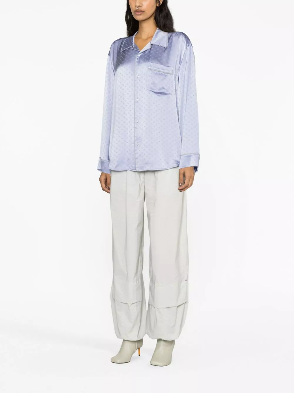 Affordable Alexander Wang logo-embroidered silk-jacquard shirt Women 0114