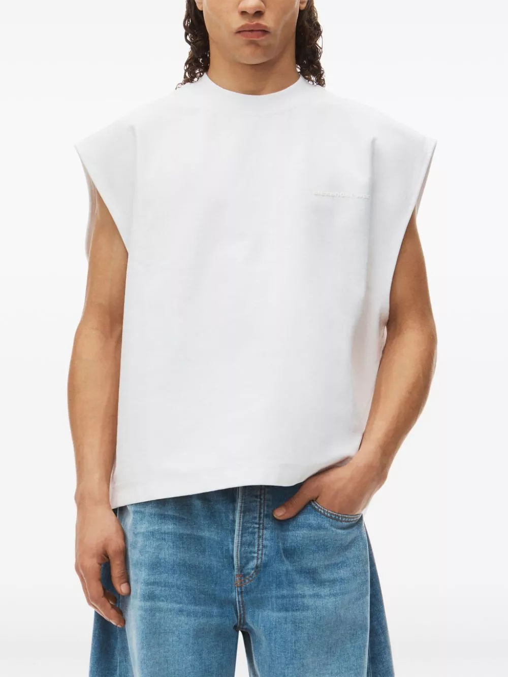 Cheap Alexander Wang logo-embossed cotton tank top Men 0115