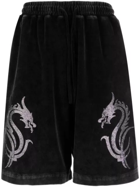 Alexander Wang crystal-dragon velour shorts Men 0130