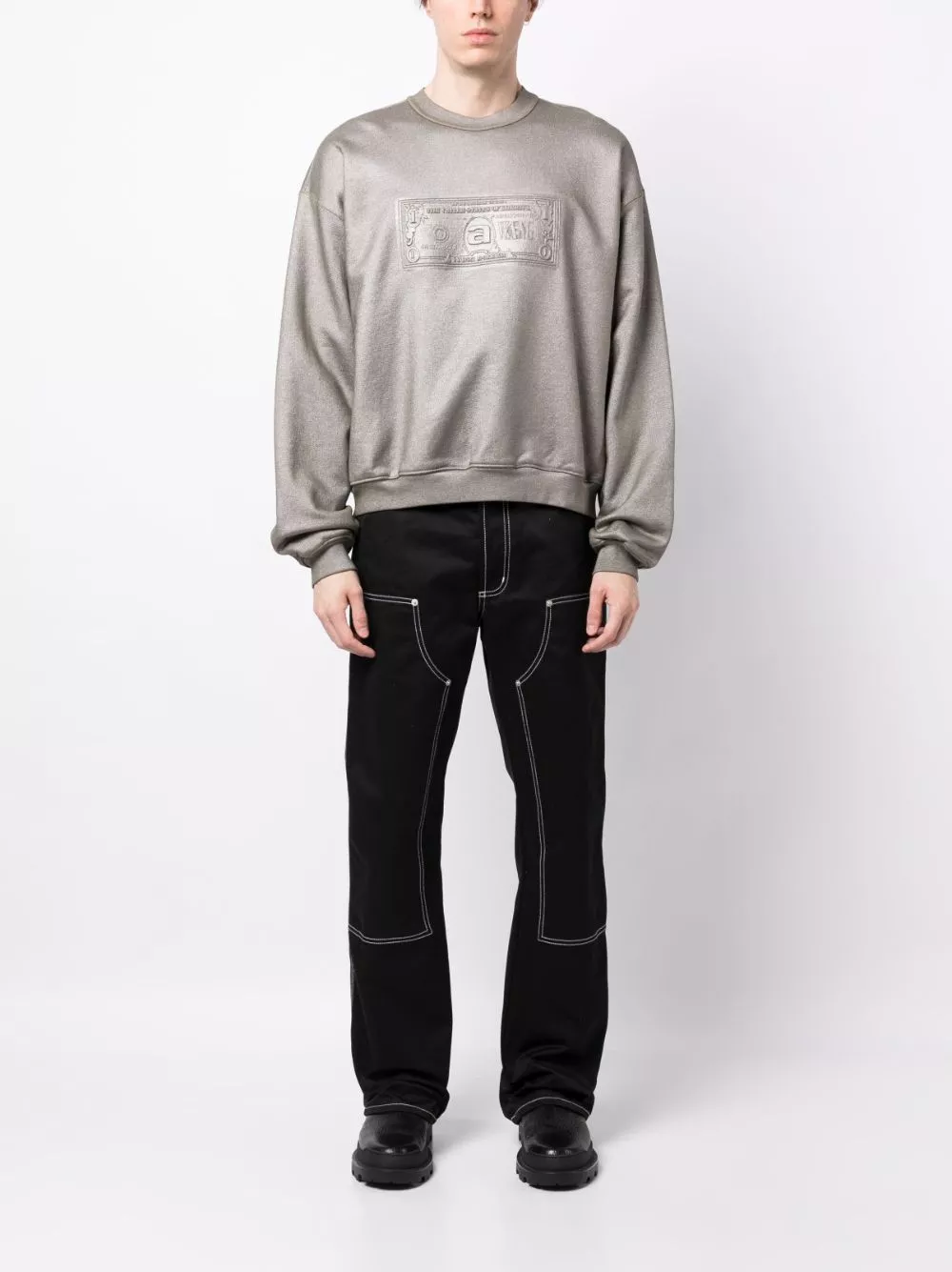 Cheap Alexander Wang logo-embossed metallic-finish sweatshirt Men 0124