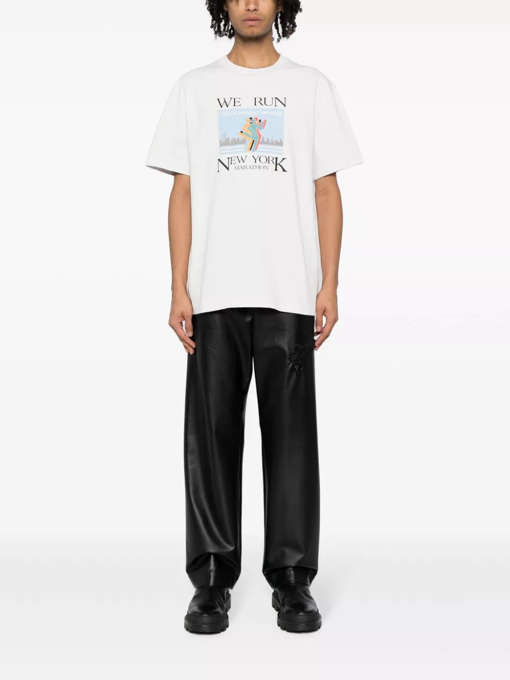 Affordable Alexander Wang Marathon graphic-print cotton T-shirt Men 0115