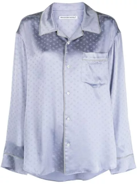 Alexander Wang logo-embroidered silk-jacquard shirt Women 0114