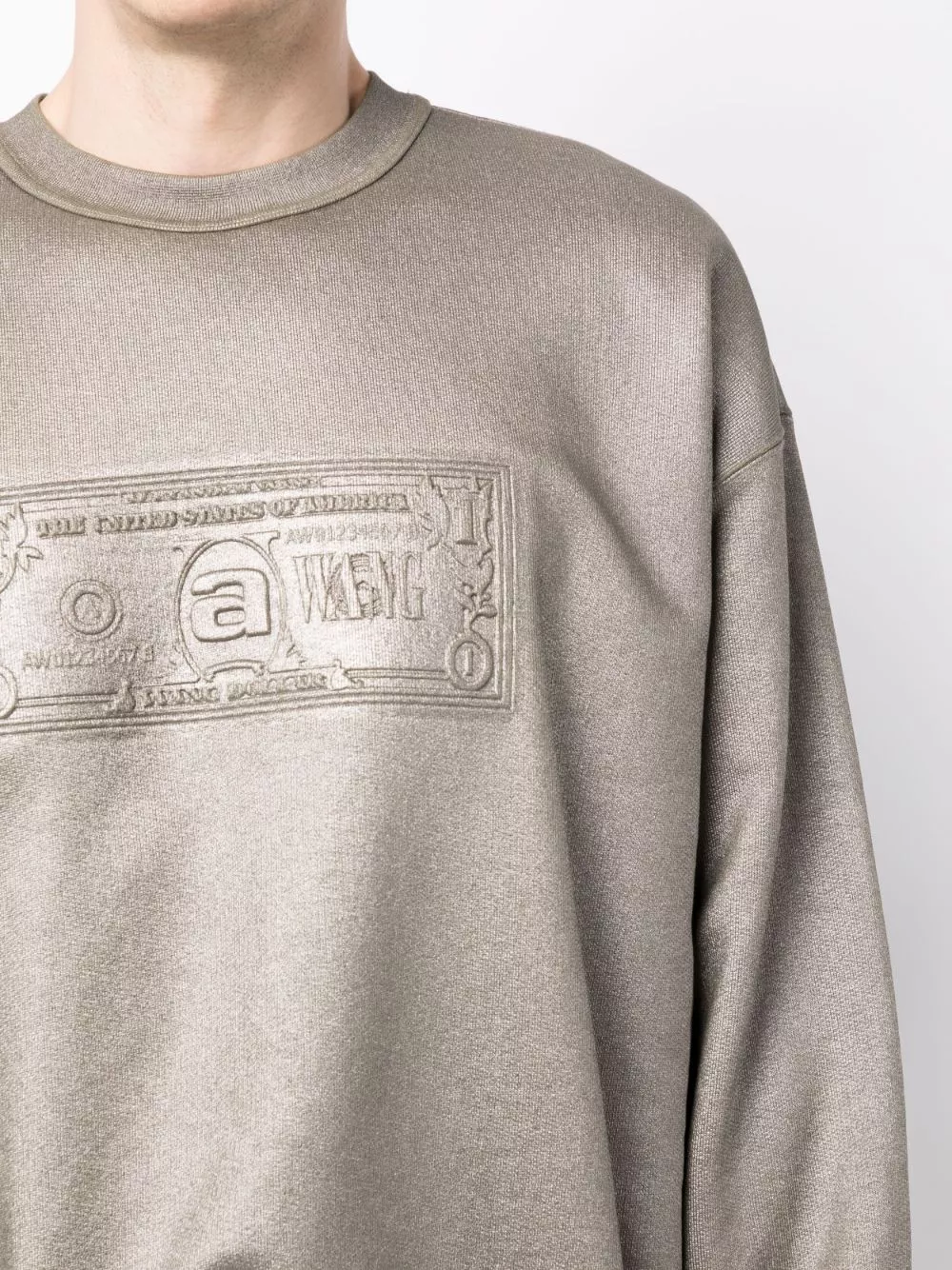 Cheap Alexander Wang logo-embossed metallic-finish sweatshirt Men 0124