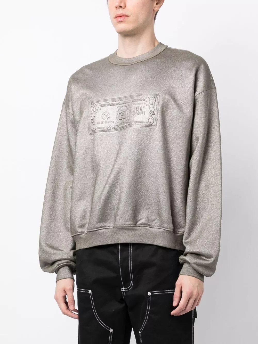 Cheap Alexander Wang logo-embossed metallic-finish sweatshirt Men 0124