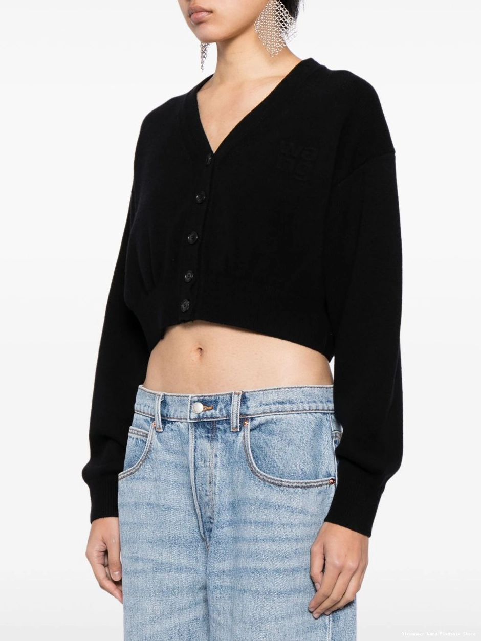 Cheap cardigan cropped Women Alexander logo-embossed Wang 0221