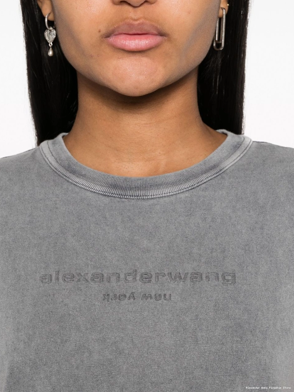 Affordable T-shirt Women cropped Wang logo-embossed Alexander 0215