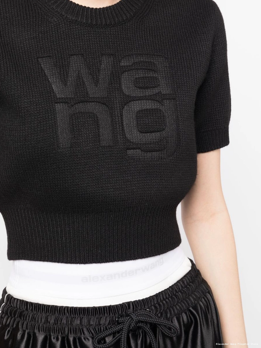 Cheap Wang knitted Women logo-debossed T-shirt Alexander 0225