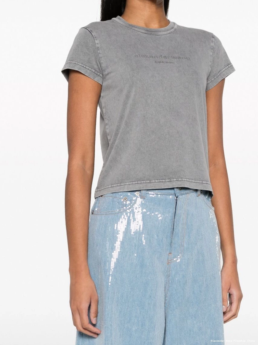 Affordable T-shirt Women cropped Wang logo-embossed Alexander 0215