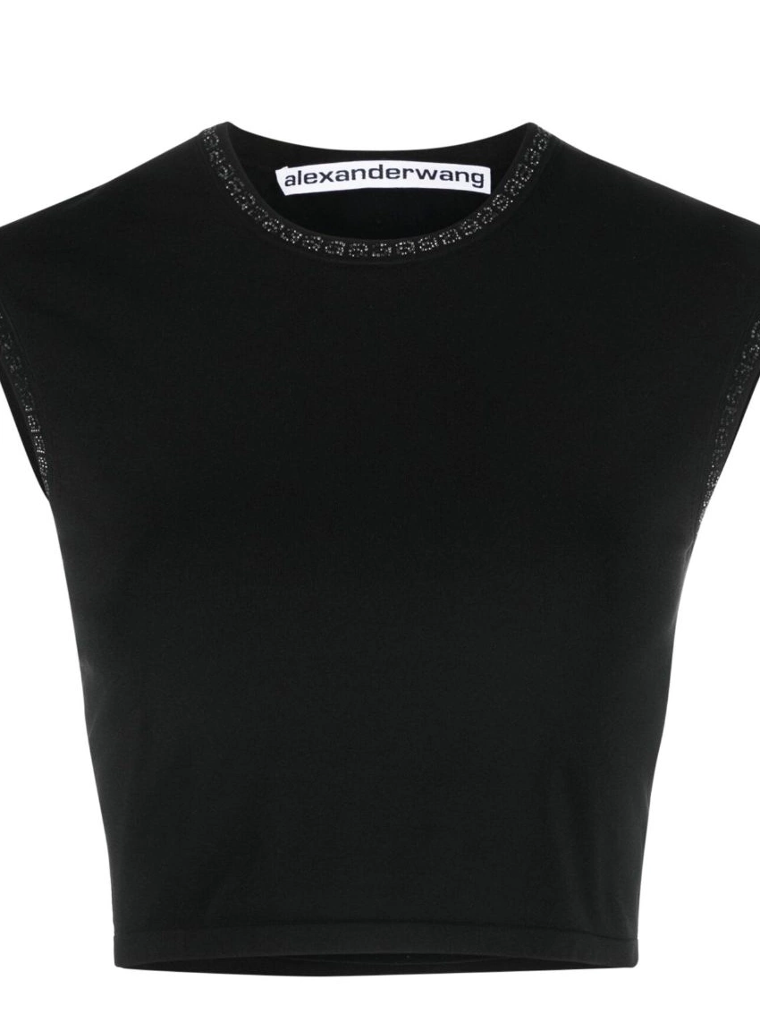 Affordable Women logo crystal-embellished Alexander Wang top crop 0215