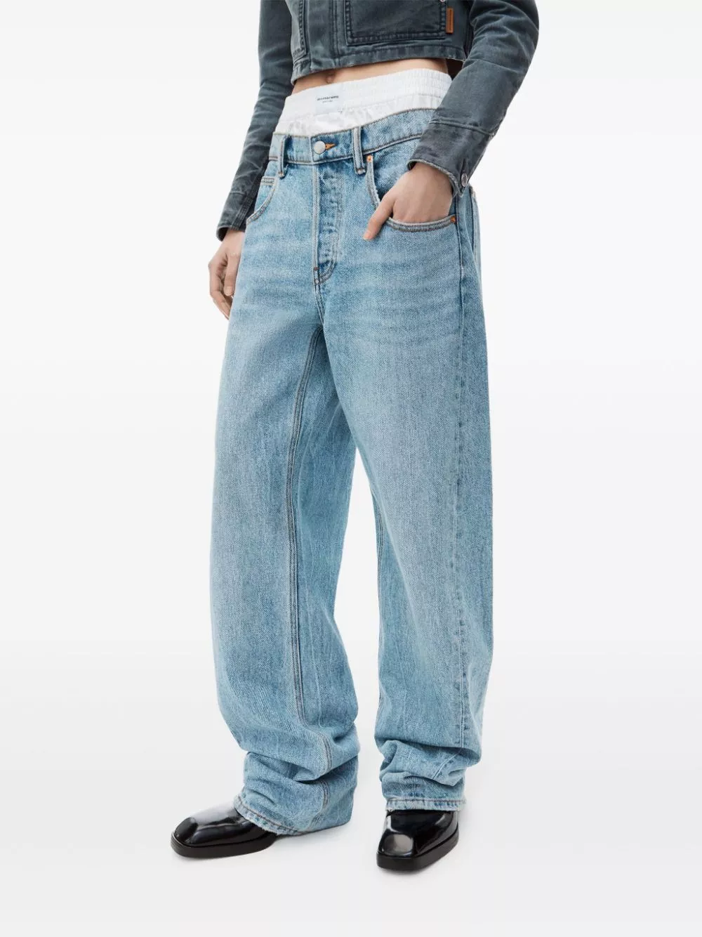 Affordable Alexander Wang layered wide-leg jeans Women 0201