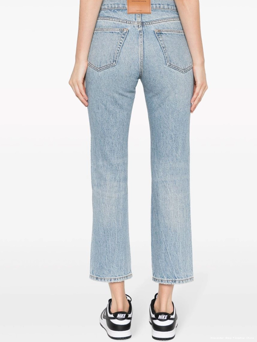 Affordable Wang logo-patch Alexander cropped jeans Women 0228