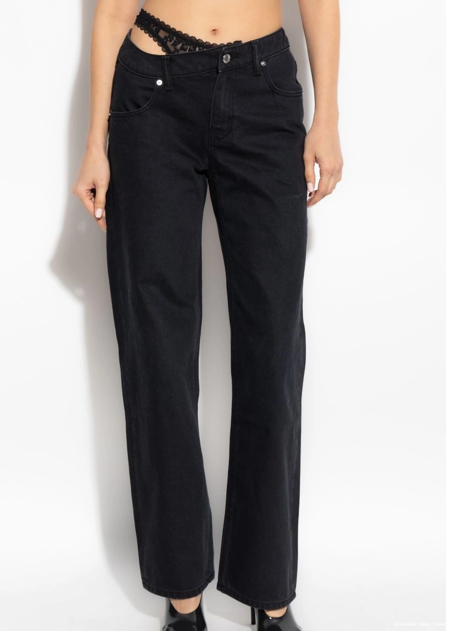 Affordable Alexander Wang straight Women lace-detailing jeans 0216