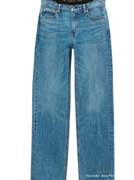 Affordable logo-waistband Alexander Wang straight-leg jeans Women 0212