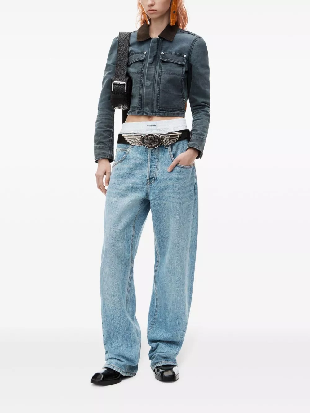 Affordable Alexander Wang layered wide-leg jeans Women 0201