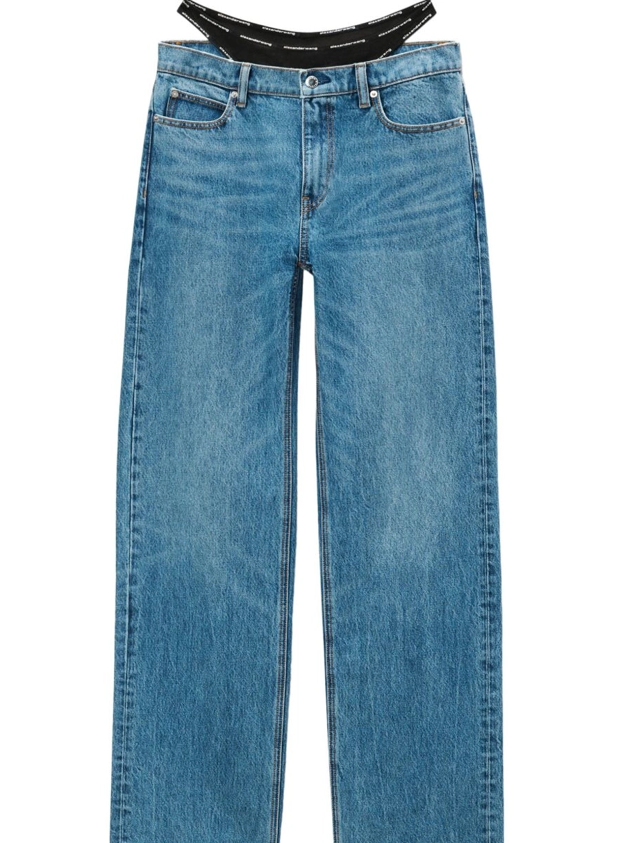 Affordable logo-waistband Alexander Wang straight-leg jeans Women 0212