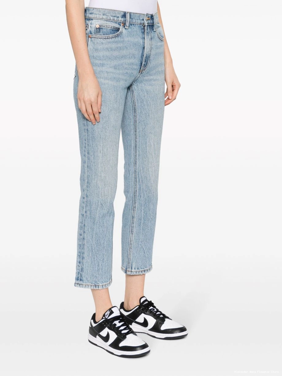 Affordable Wang logo-patch Alexander cropped jeans Women 0228