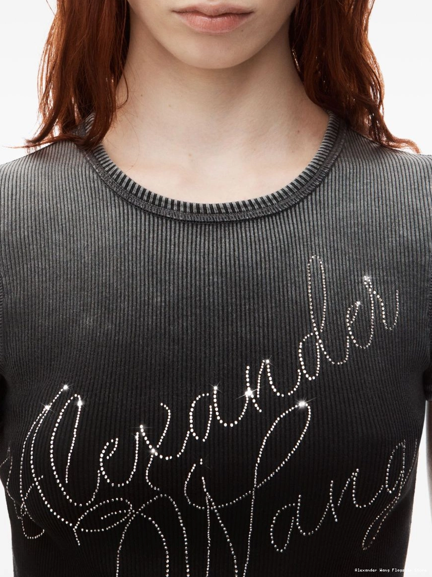 Affordable Alexander Hotfix Cursive-logo T-shirt cotton Women Wang 0216