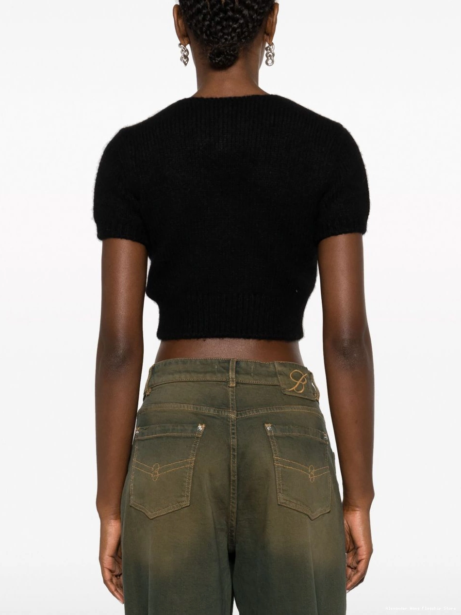 Affordable Wang chain-detail top Alexander cropped knitted Women 0211