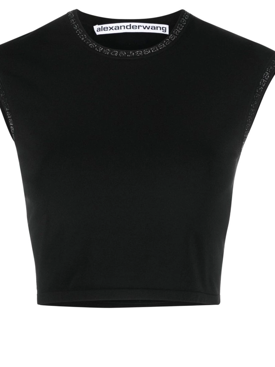 Affordable logo Alexander crystal-embellished Women Wang crop top 0218