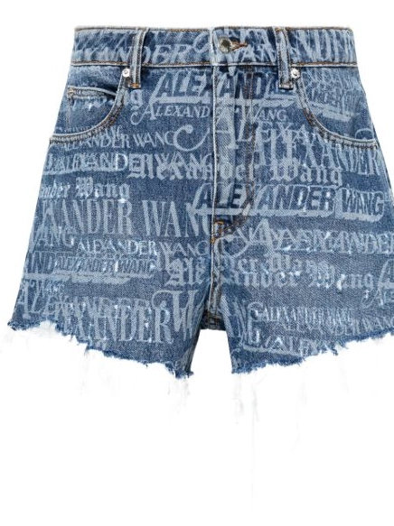 Affordable Women denim Bite logo-print Wang shorts Alexander 0223