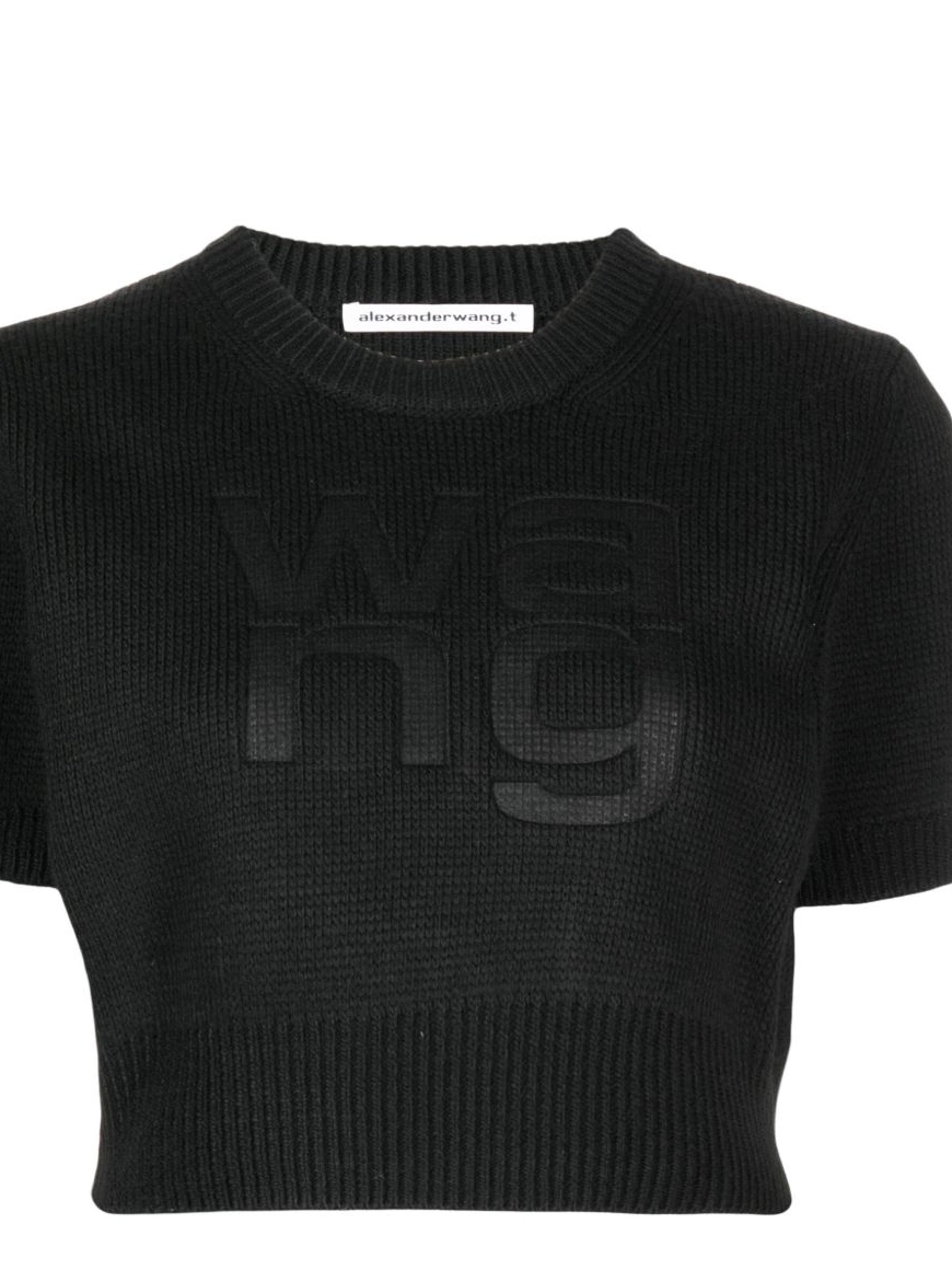 Cheap Wang knitted Women logo-debossed T-shirt Alexander 0225