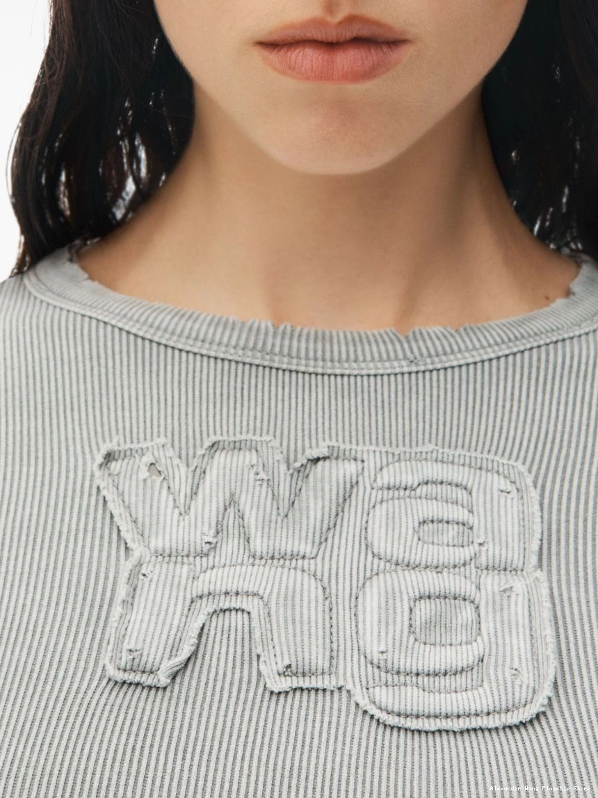 Cheap long-sleeve Women Alexander Wang logo-applique T-shirt 0219