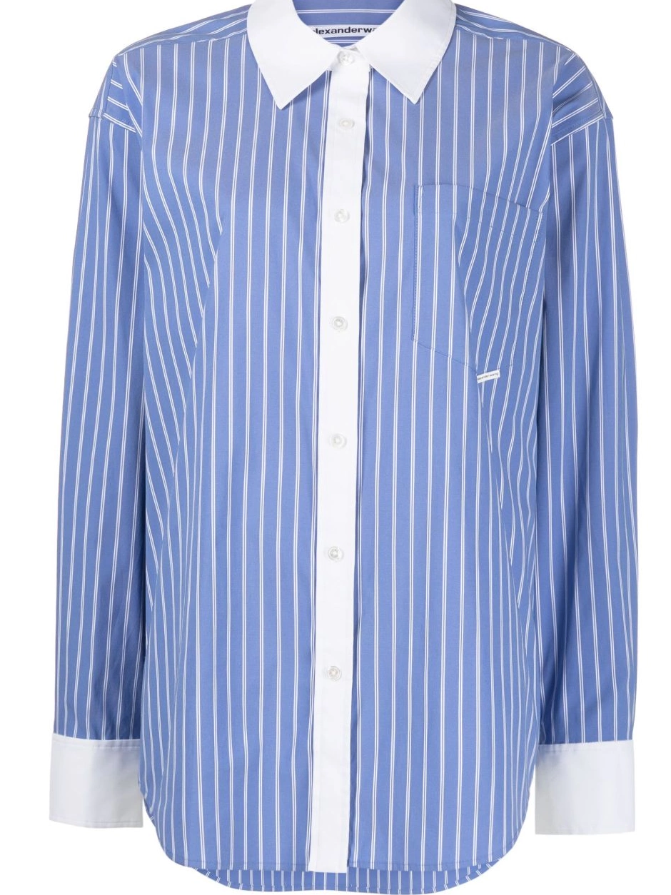 Affordable Wang long-sleeved Alexander Women stripe-print shirt 0223