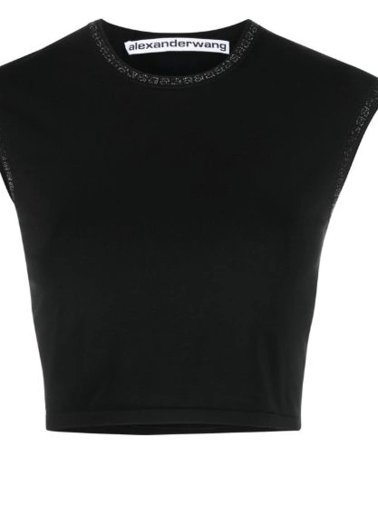 Affordable Women logo crystal-embellished Alexander Wang top crop 0215