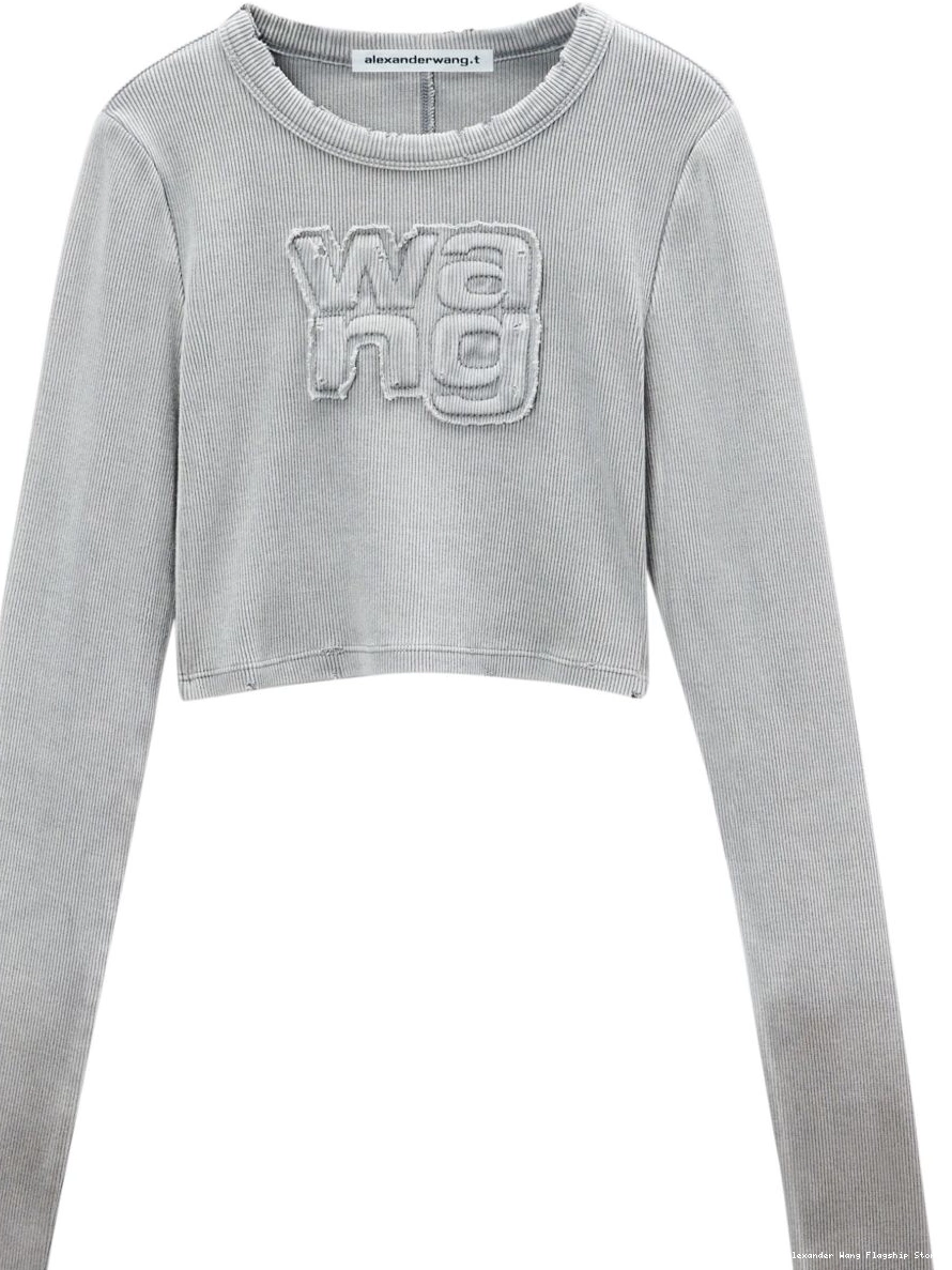 Cheap long-sleeve Women Alexander Wang logo-applique T-shirt 0219