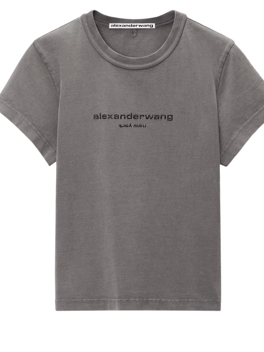 Affordable Alexander logo-applique shrunken Wang Women T-shirt 0208