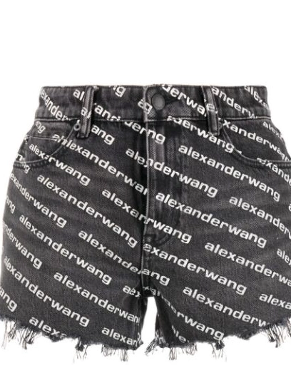 Affordable Women denim Bite shorts Alexander logo-print Wang 0217