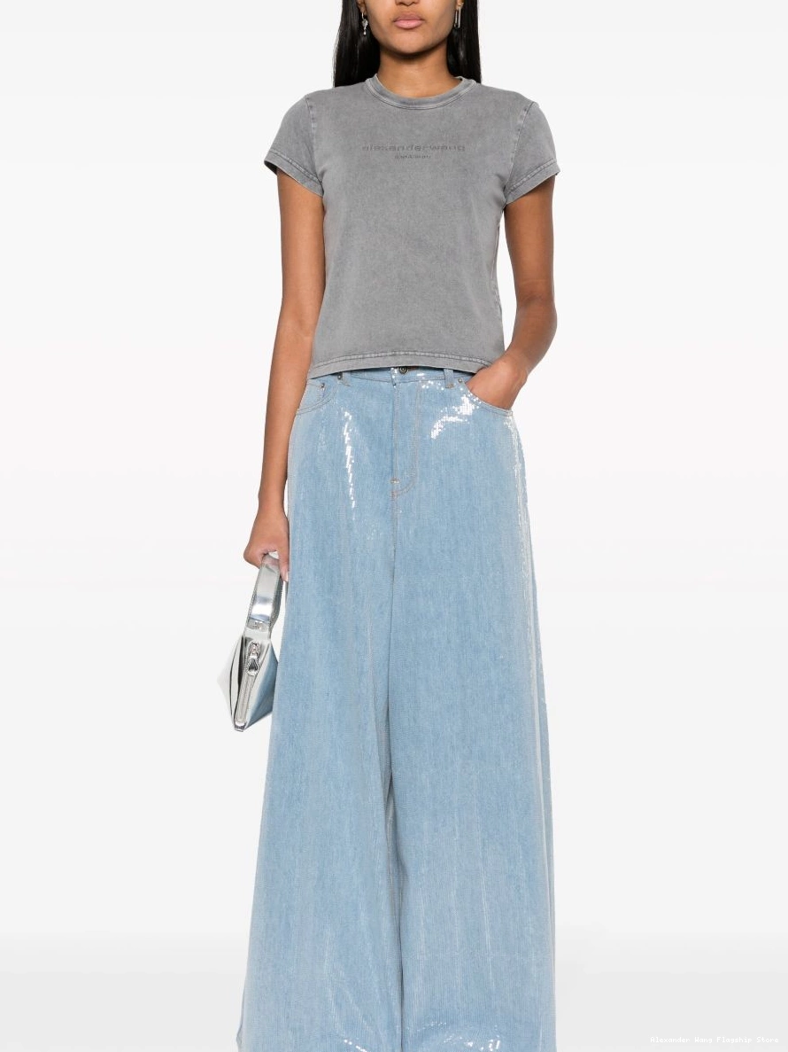 Affordable T-shirt Women cropped Wang logo-embossed Alexander 0215