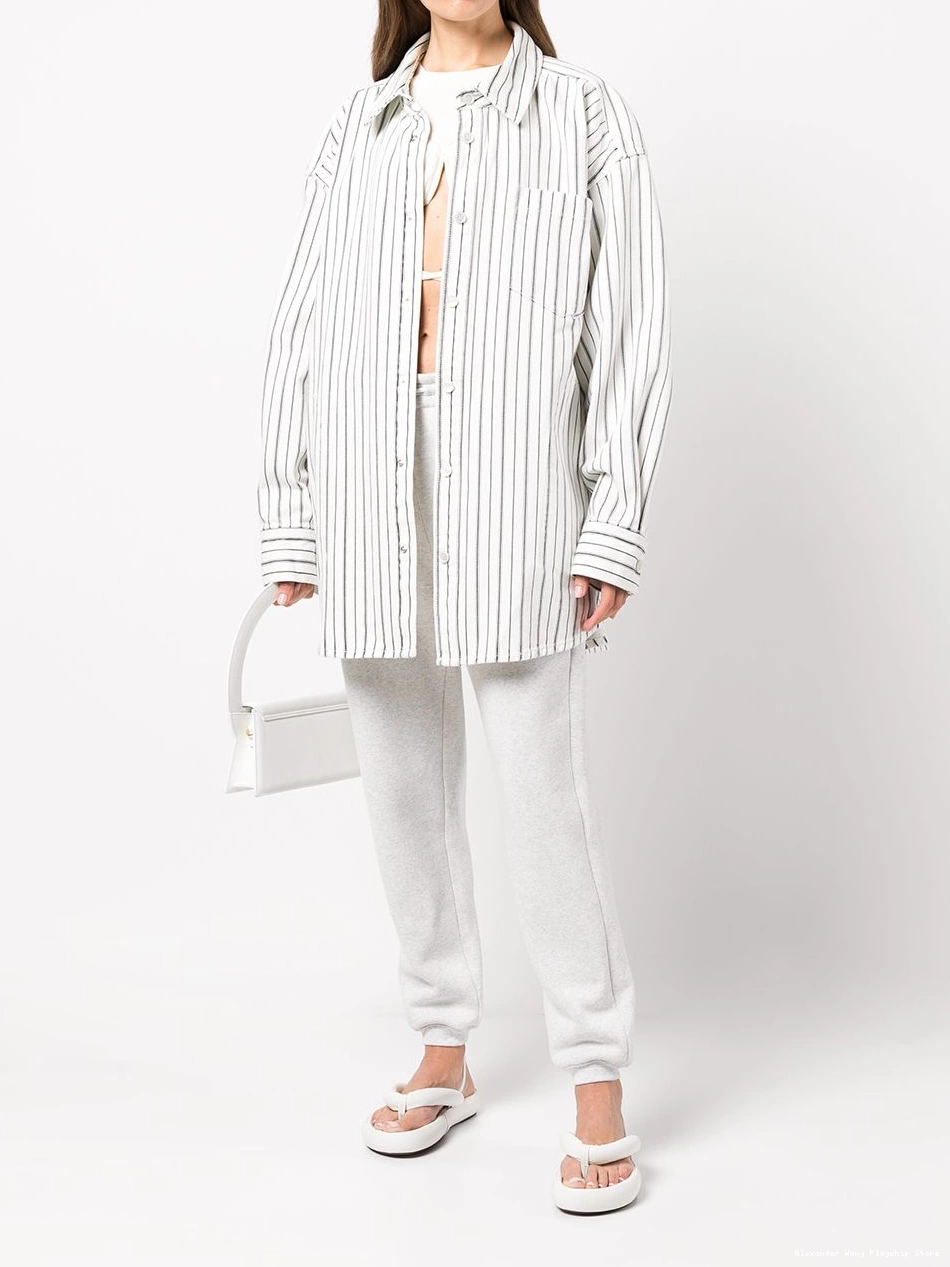 Affordable cotton Women oversized shirt Alexander Wang striped 0218