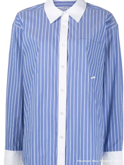 Affordable Wang long-sleeved Alexander Women stripe-print shirt 0223