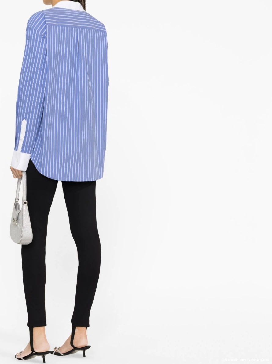 Affordable Wang long-sleeved Alexander Women stripe-print shirt 0223