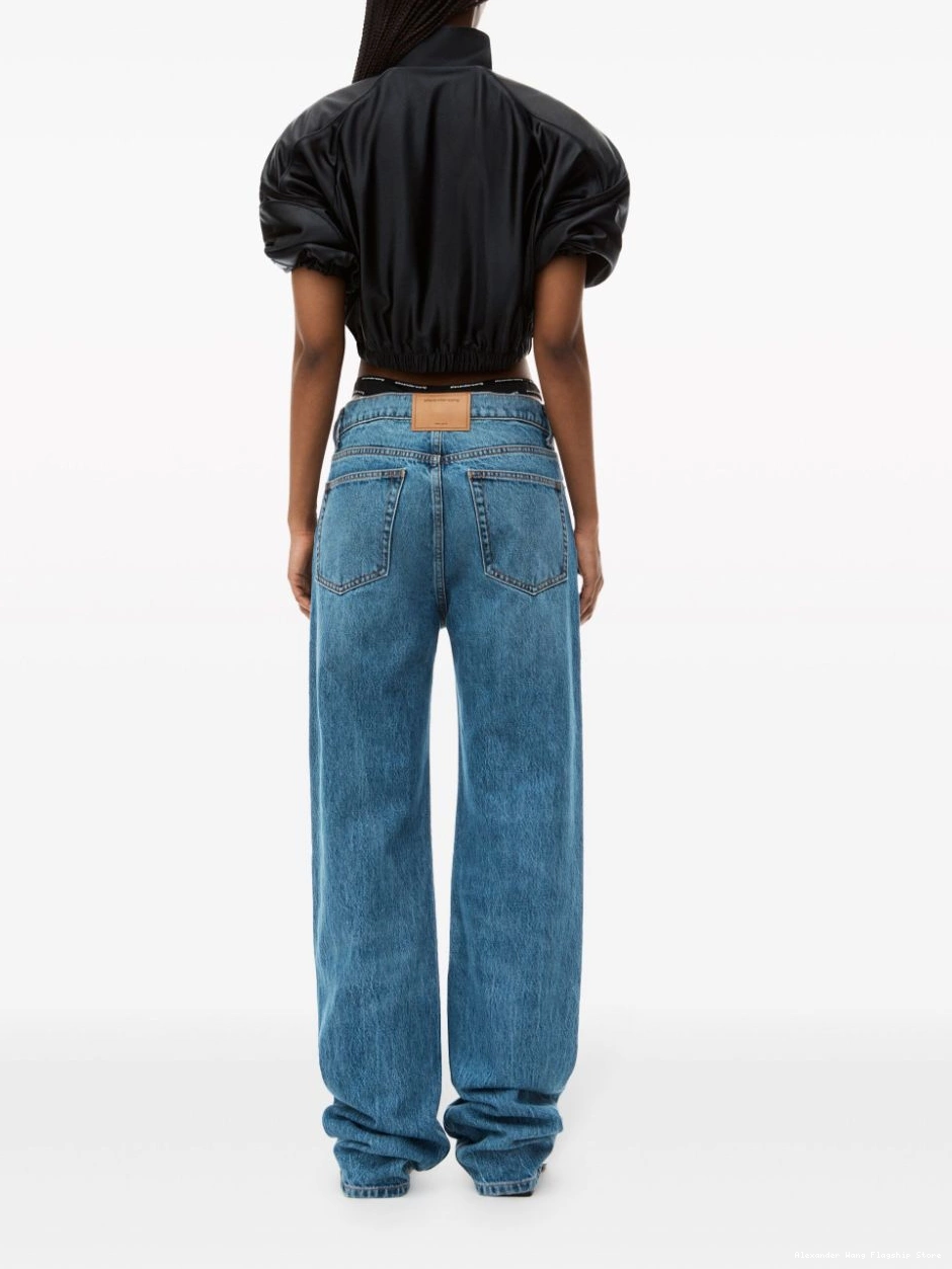 Affordable logo-waistband Alexander Wang straight-leg jeans Women 0212