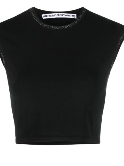 Affordable logo Alexander crystal-embellished Women Wang crop top 0218