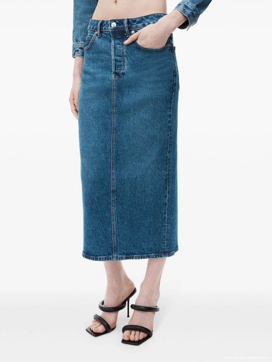 Affordable Alexander Women Wang denim midi low-rise skirt 0218