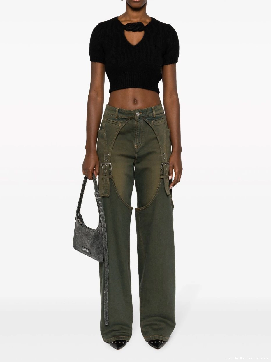 Affordable Wang chain-detail top Alexander cropped knitted Women 0211