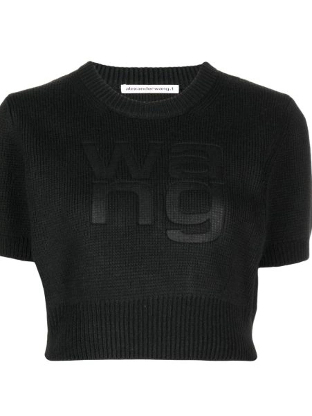 Cheap Wang knitted Women logo-debossed T-shirt Alexander 0225