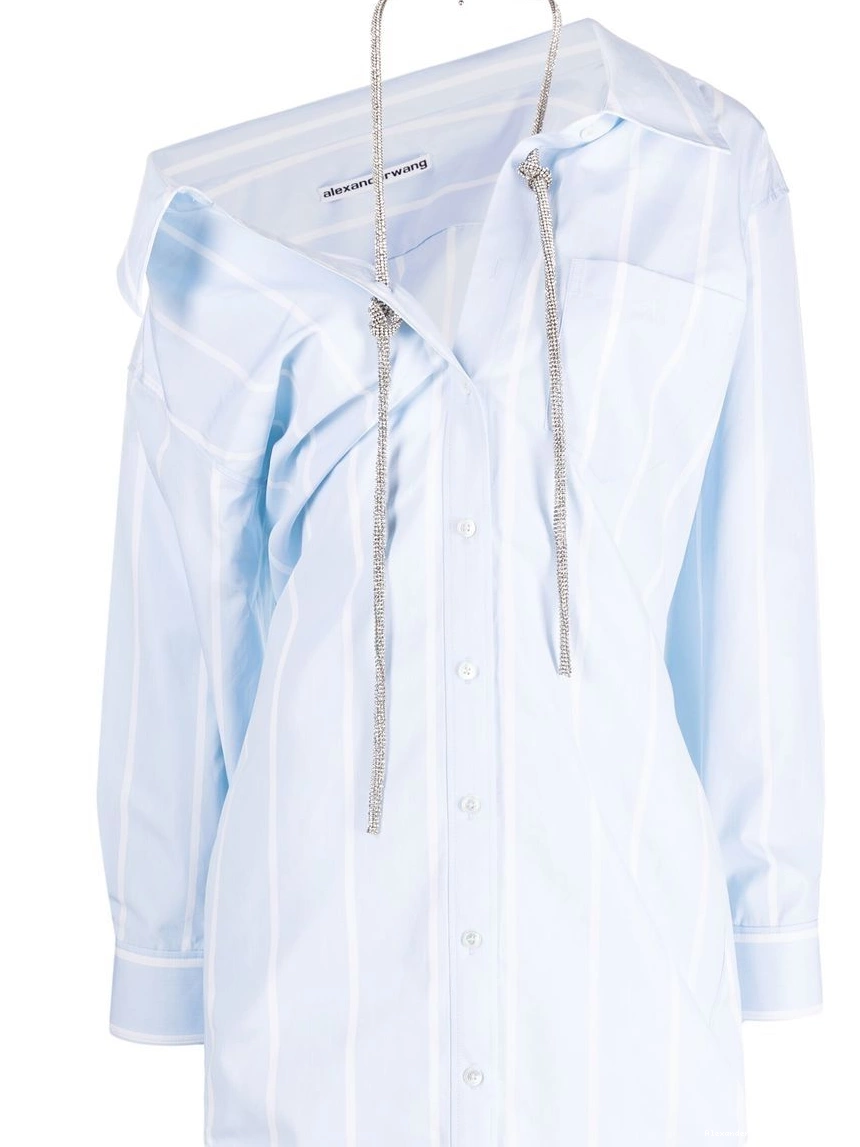 Affordable dress Alexander striped crystal-embellished Women shirt Wang 0222