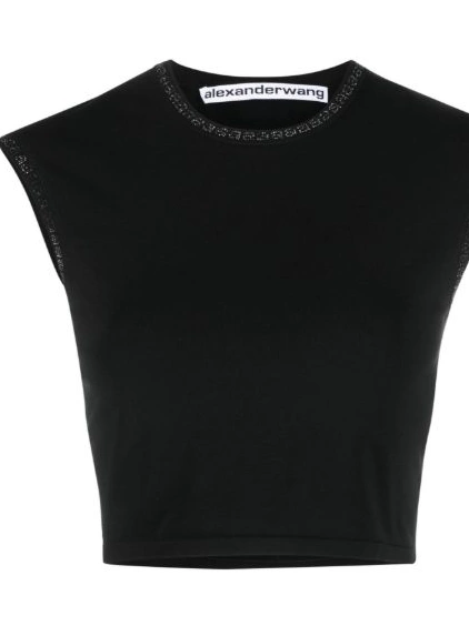 Cheap Wang Women top crystal-embellished crop logo Alexander 0213