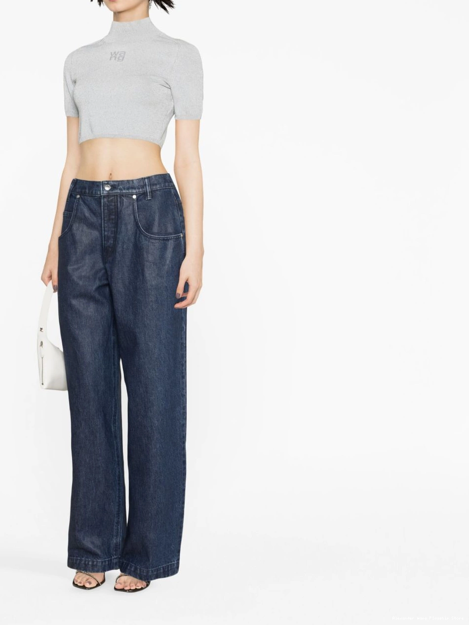 Affordable Women high-waisted jeans wide-leg Alexander Wang 0311